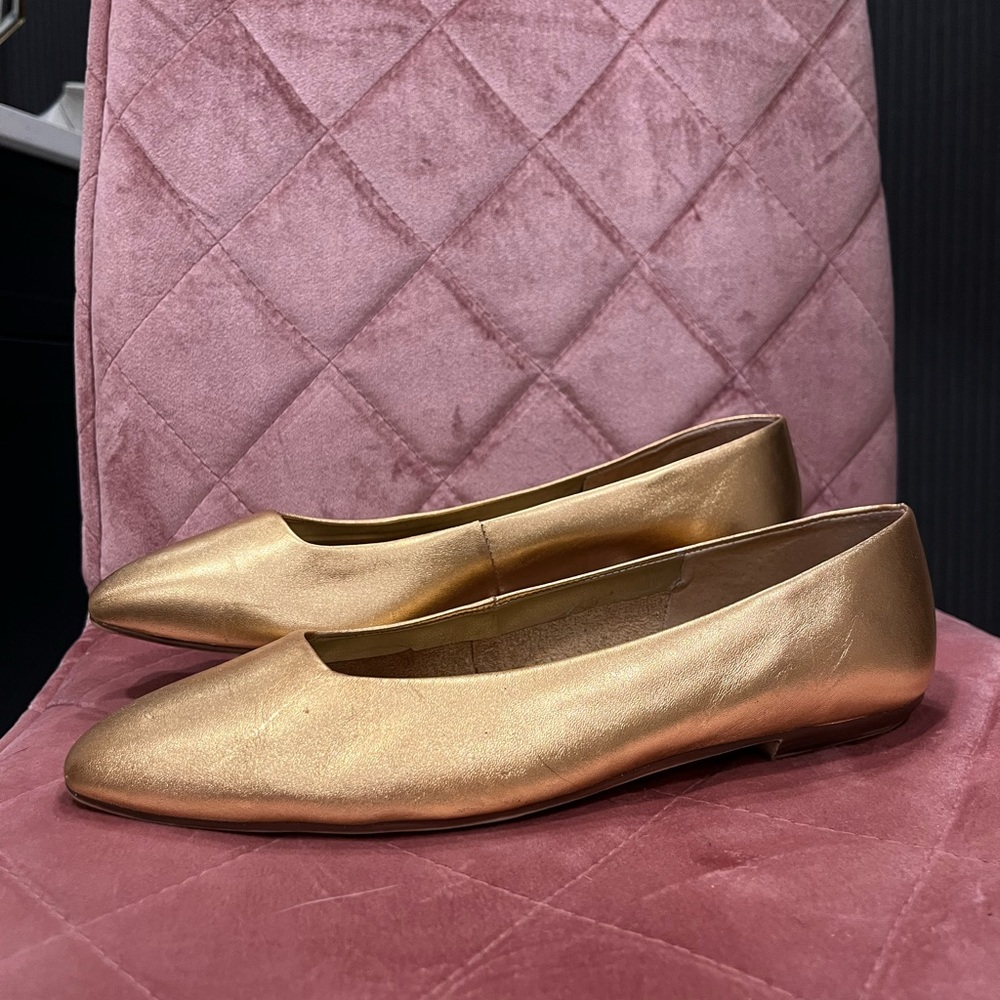 Nicole gold flat shoes